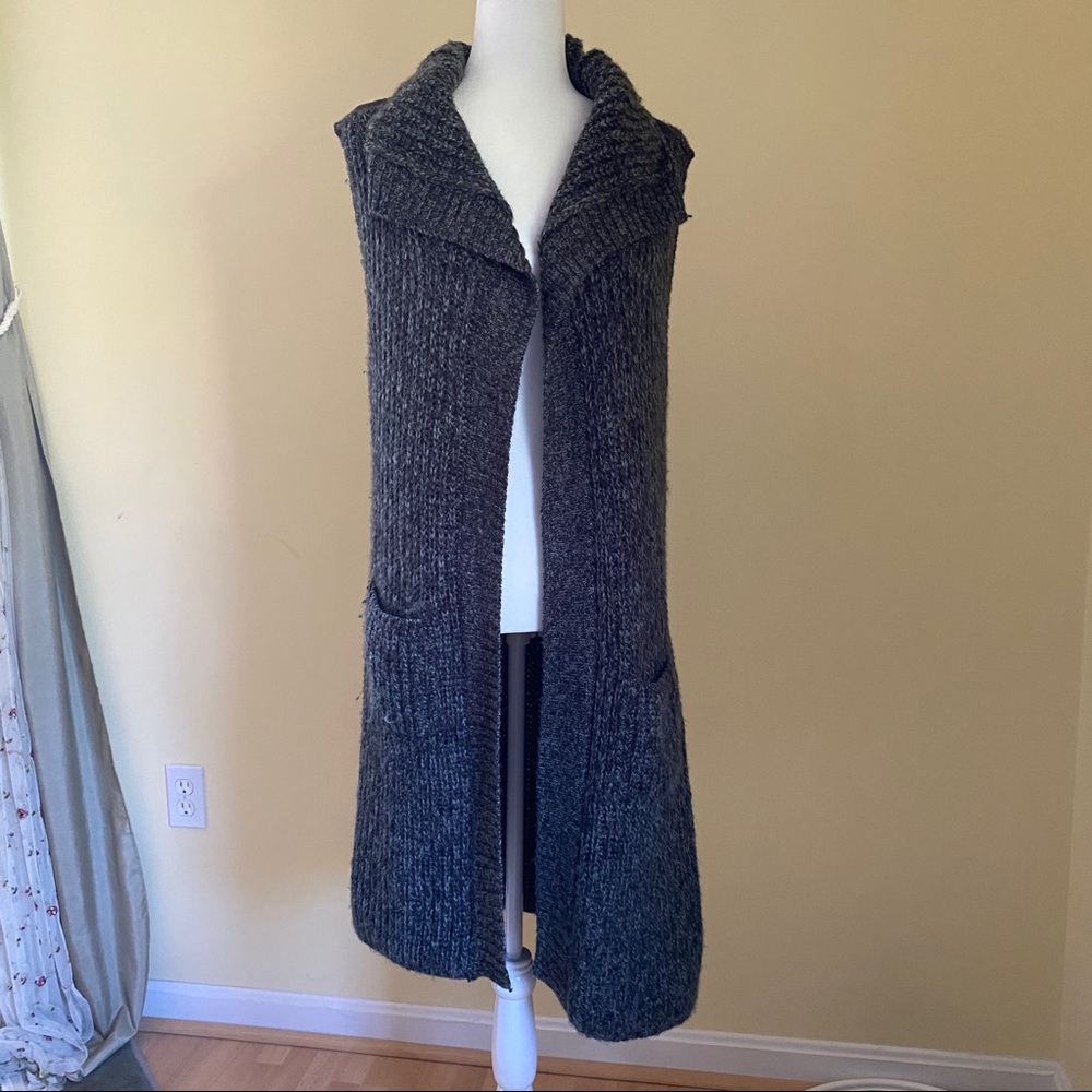 prAna Thalia Chunky Knit Gray Black Duster Small